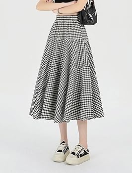 Amazon.com: Womens 2024 Summer Plaid Midi Skirt High Waist A